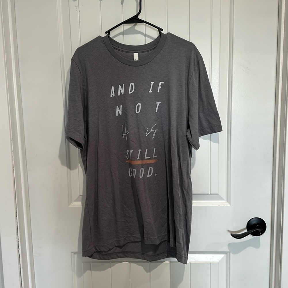 Gray and white Christian t shirt